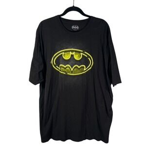 Batman Neon Logo T Shirt Mens 3XL Black DC Comics Graphic Tee Cotton‎